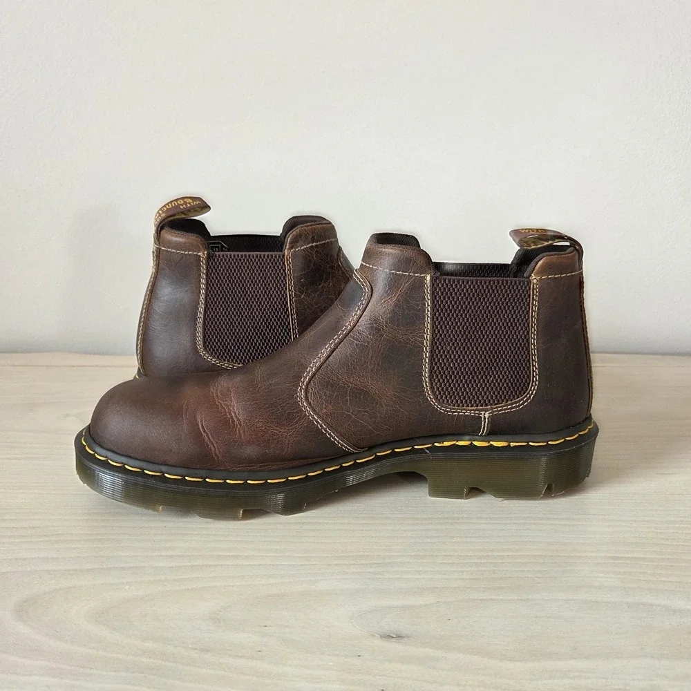 Dr. Martens Penly Chelsea Boots Dark Brown Greenland Waxy Leather Men's Size 14